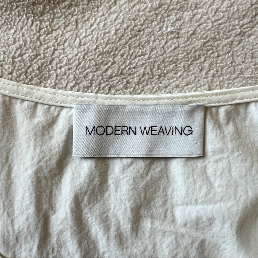 Modern Weaving Popover Poplin Top Pocket Parchment Off-White Womens XL Normcore - Picture 14 of 16